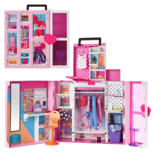 Barbie Closet Playset With 35+ Accessories, 5 Complete Looks, Pop-Up 2nd Level, Dream Closet