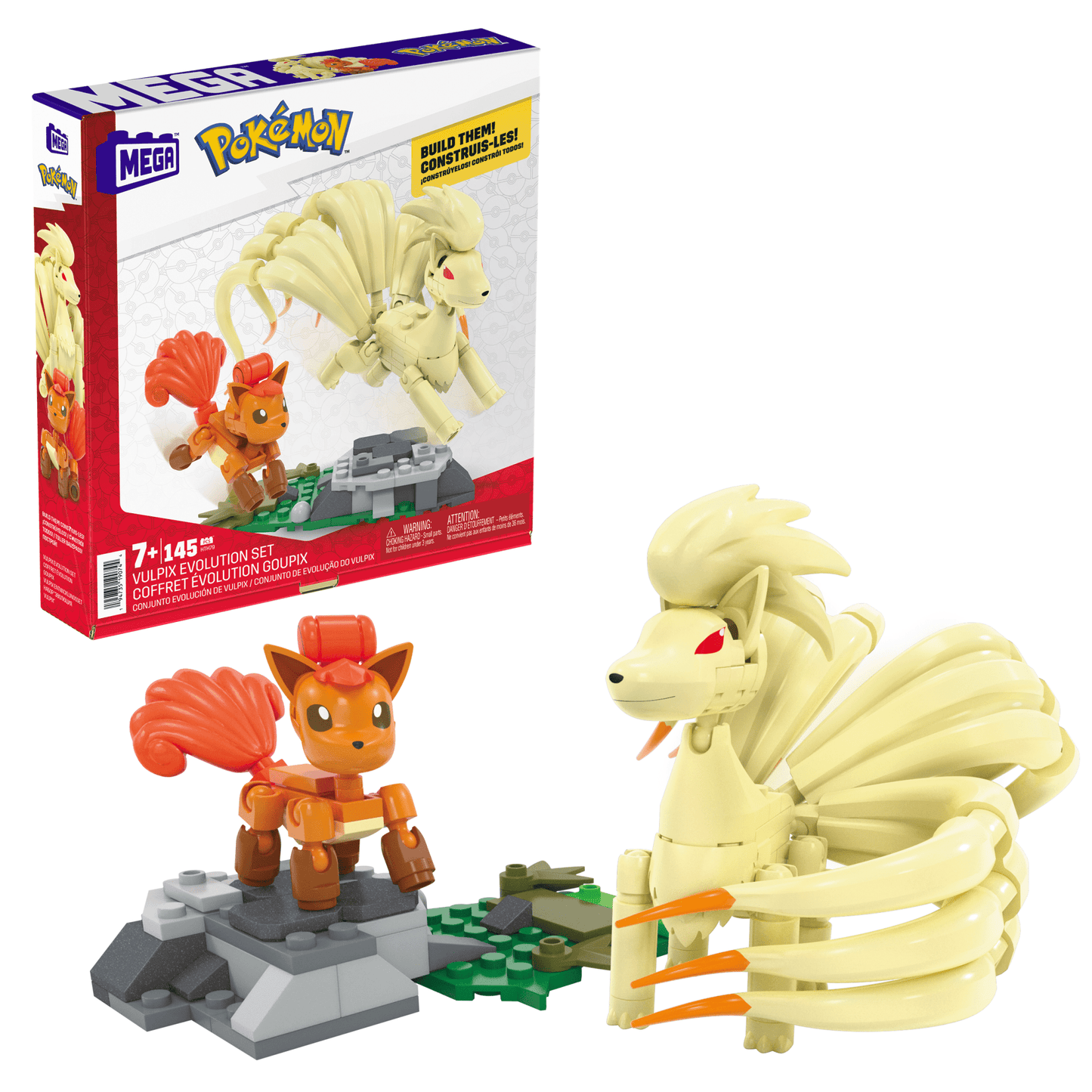 MEGA Pokémon Vulpix EVolution Set (145 Pieces) With 2 Poseable Action Figures For Kids